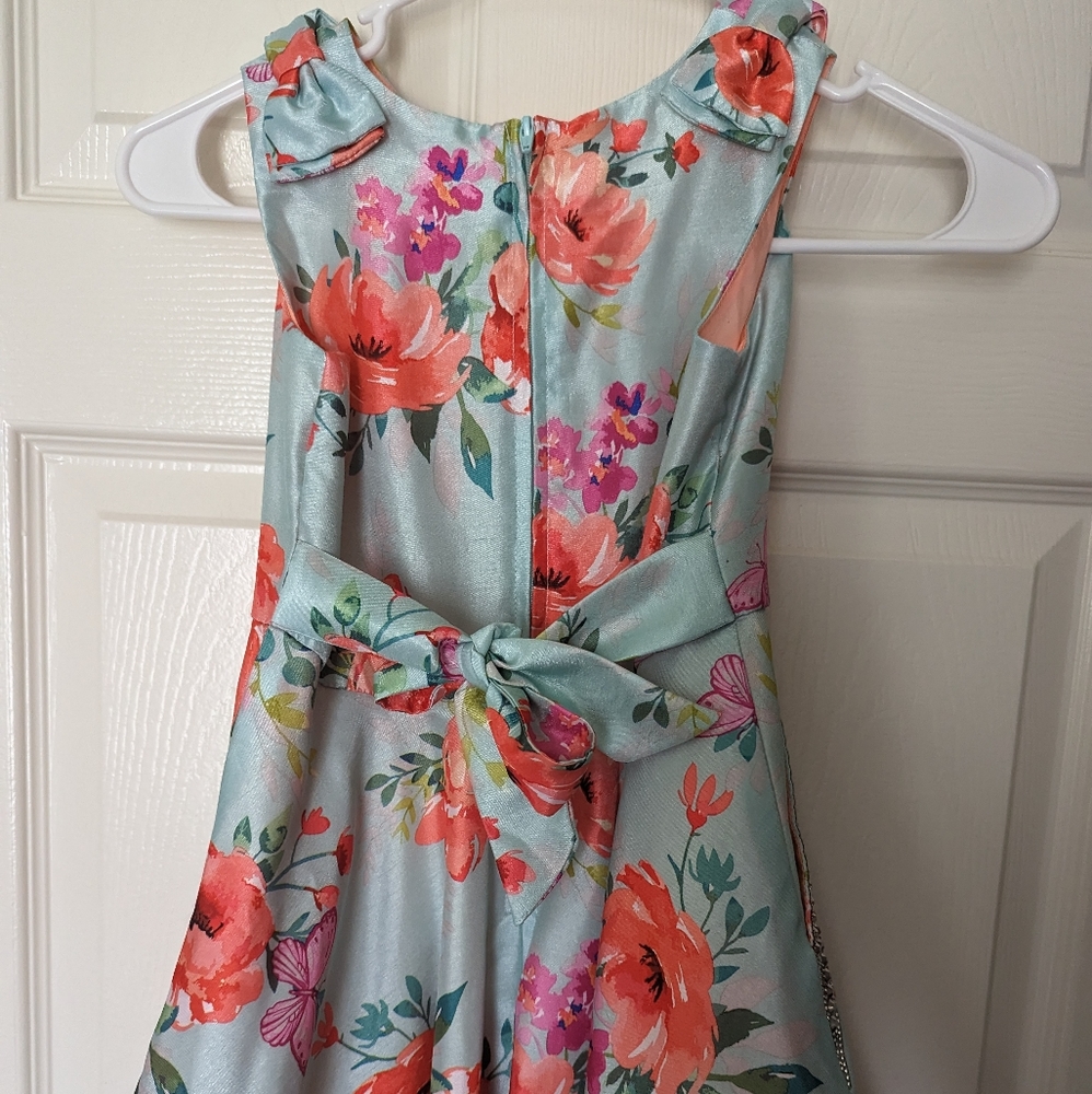 FORMAL GIRLS DRESS WITH POCKETS HIGH LOW FLORAL